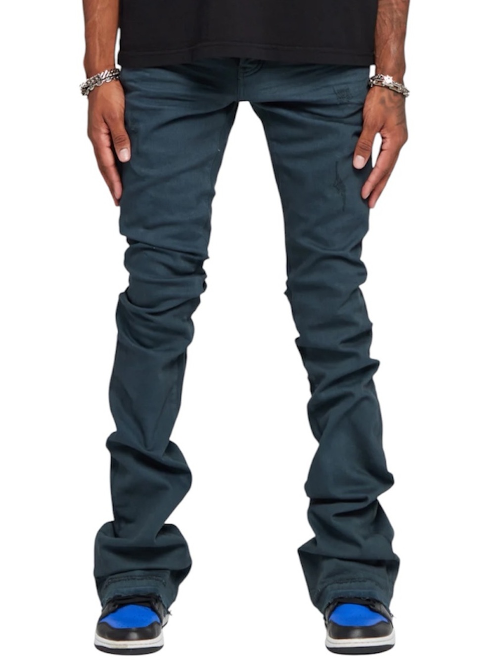 Valabasas Mr. Extendo Super Stacked Flare Jeans Raw Hem Blue Men’s Size 40 NWT